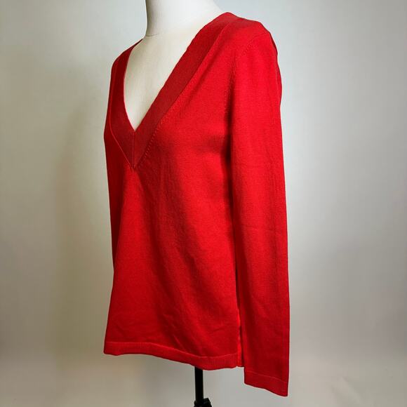 NWT Talbots Red V-Neck Cotton Rayon Nylon Front Poly Back Sweater Womens Size XS - Picture 4 of 10